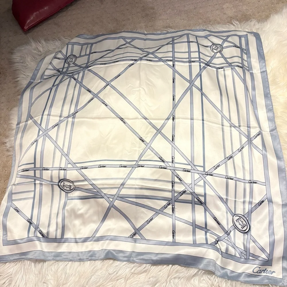 Cartier Silky Scarf 35x35 Purple Monogram Luxury Square Scarf ‼️LAST one